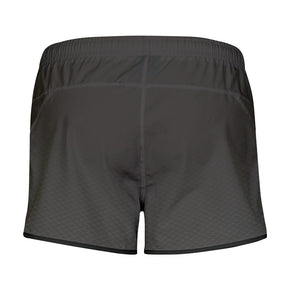Dark gray athletic shorts on a white background