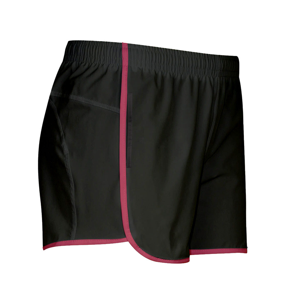 Black + Red Shorty Shorts With Pockets