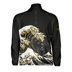 Hokusai Wave Black Gold Windbreaker